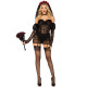 Эротический костюм черной невесты Leg Avenue Heartbreak Bride L, боди, рукава, вуаль, чокер