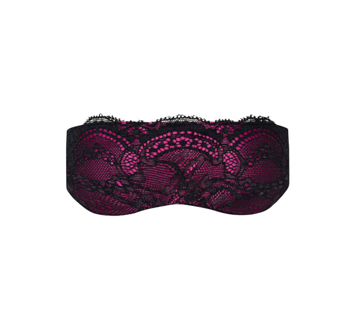 Атласна маска для сну Obsessive Roseberry mask, pink, прикрашена мереживом