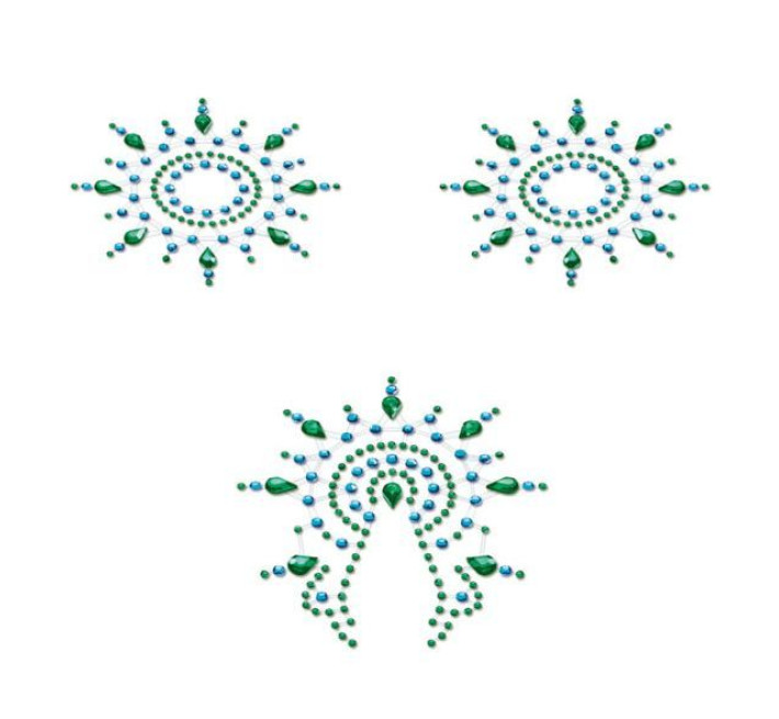 Пэстис из кристаллов Petits Joujoux Gloria set of 3 Зеленые/Голубые