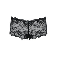 Кружевные трусики-шортики Obsessive Idillia shorties black L/XL