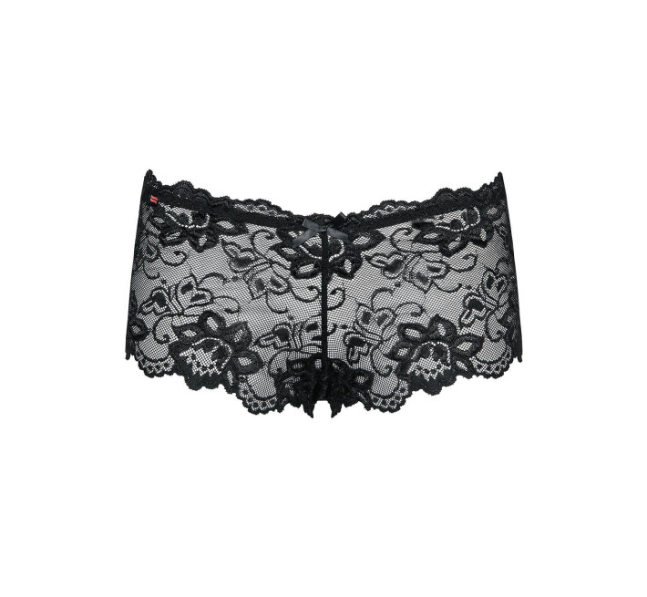 Кружевные трусики-шортики Obsessive Idillia shorties black L/XL