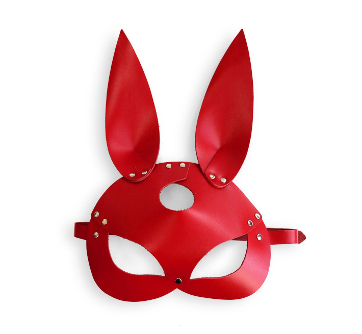 Кожаная маска Зайки Art of Sex - Bunny mask, цвет Красный
