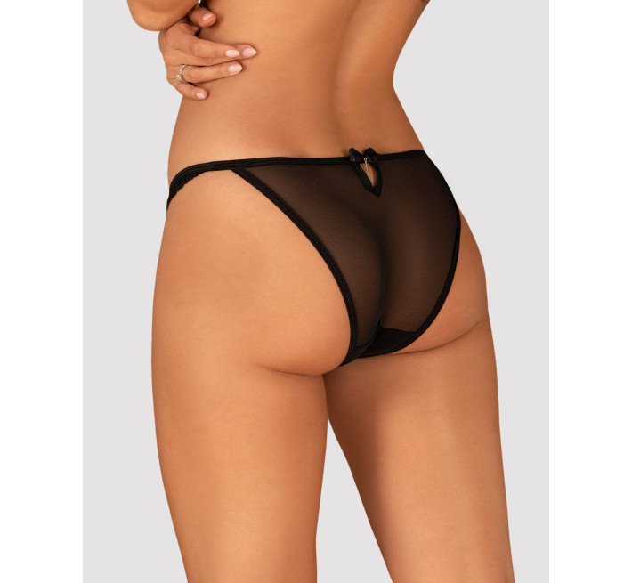 Напівпрозорі трусики з підвіскою Obsessive Ivannes panties чорні L/XL