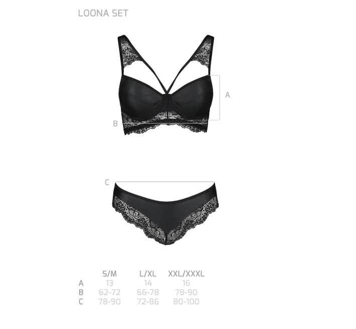 Комплект из эко-кожи и кружева Passion Loona Set black L/XL