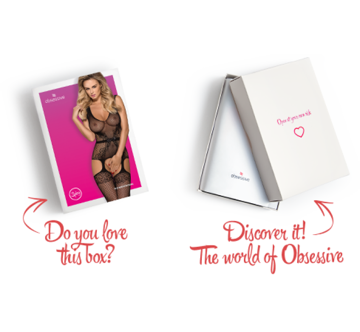 Бодистокинг Obsessive Bodystocking F217 элегантный силуэтный рисунок, имитация чулок black S/M/L