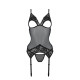 Корсет із підв’язками та ажурним ліфом Passion Christa Corset black S/M