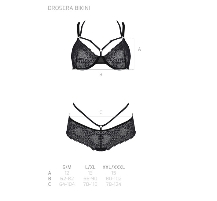 Комплект Passion DROSERA BIKINI black, S/M, бюстгальтер и трусики-кюлоты
