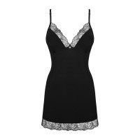 Рубашка и трусики Obsessive Bella Rou chemise & thong черные XS/S