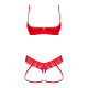 Комплект Obsessive Ingridia 2-pcs crotchless set XL/2XL, червоний, з доступом, відкриті груди