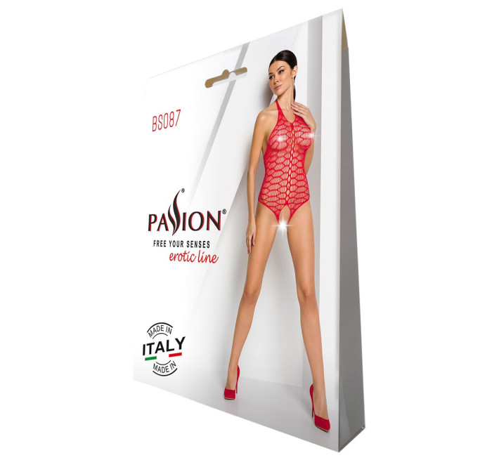 Бодистокинг в большую сетку Passion BS087 red