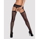 Сетчатые чулки-стокинги с цветочным рисунком Obsessive Garter stockings S207 черные S/M/L