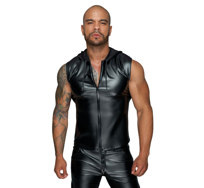 Чоловіча безрукавка з капюшоном Noir Handmade H062 Hooded Shirt, M, мокрий ефект