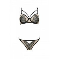 Комплект Passion LORINA SET, S/M, beige, бюстгальтер та трусики