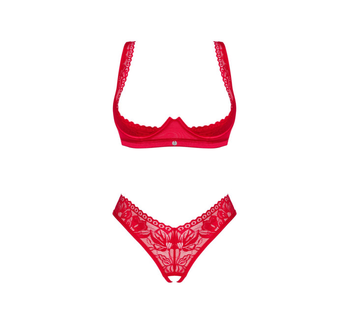Obsessive Lacelove cupless 2-pcs set червоний XL/2XL