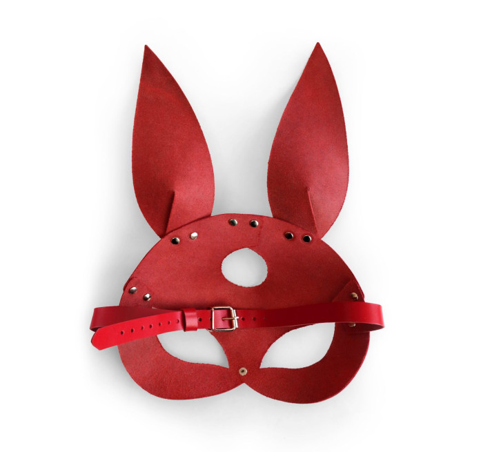 Кожаная маска Зайки Art of Sex - Bunny mask, цвет Красный