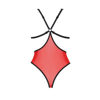 Напівпрозоре боді з мереживом Passion PEONIA BODY red XXL/XXXL