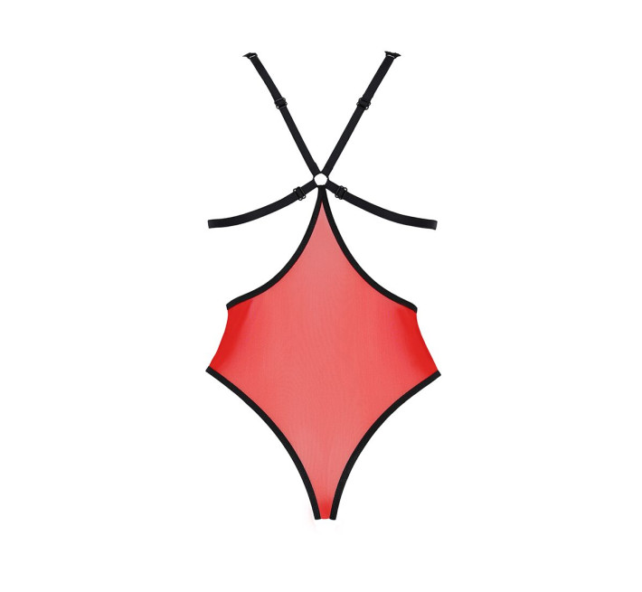 Напівпрозоре боді з мереживом Passion PEONIA BODY red XXL/XXXL