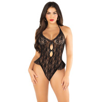 Боди Leg Avenue Lace Floral Lace Halter Teddy with Flutter Accent One Size, Black Боди Leg Avenue Lace Floral Lace Halter Teddy with Flutter Accent One Size, Black