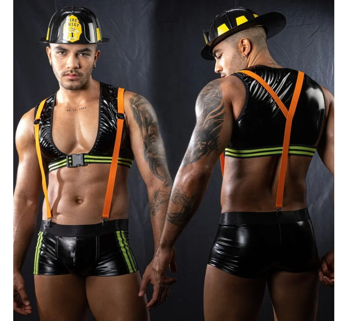 Мужской эротический костюм пожарного JSY «Огненный Себастьян» One Size, 4 предмета