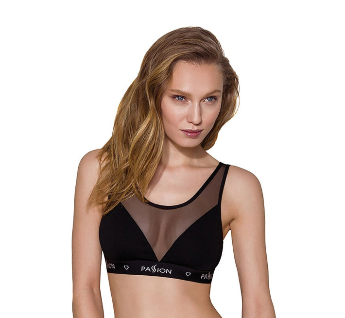 Топ з прозорою вставкою Passion PS002 TOP S, black