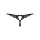 Кружевные танги с двумя отверстиями Obsessive 831-THC-1 crotchless thong черные S/M