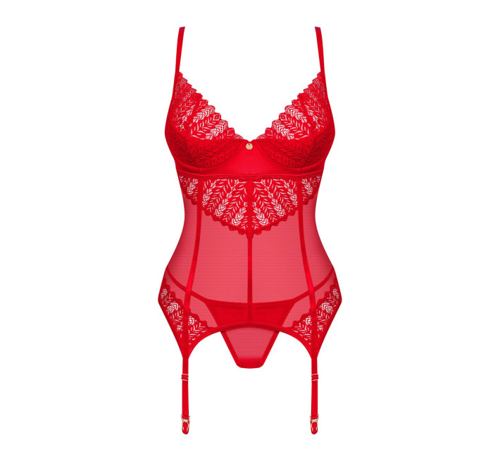 Комплект корсет и стринги Obsessive Ingridia corset & thong XL/2XL, красный