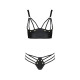 Комплект з екошкіри з люверсами та ремінцями Passion Malwia Bikini black S/M