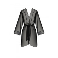 Пеньюар Passion AMBERLY PEIGNOIR black, L/XL, пояс у комплекті