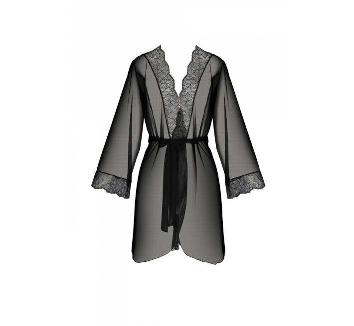 Пеньюар Passion AMBERLY PEIGNOIR black, L/XL, пояс в комплекте