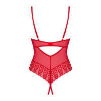 Боді з доступом Obsessive Ingridia crotchless teddy XL/2XL, червоне, відкриті груди