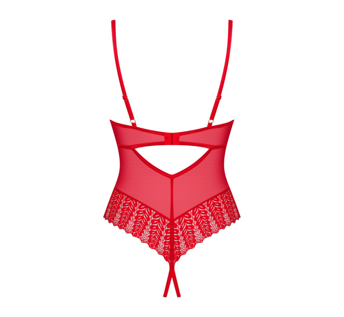 Боди с доступом Obsessive Ingridia crotchless teddy XL/2XL, красное, открытая грудь