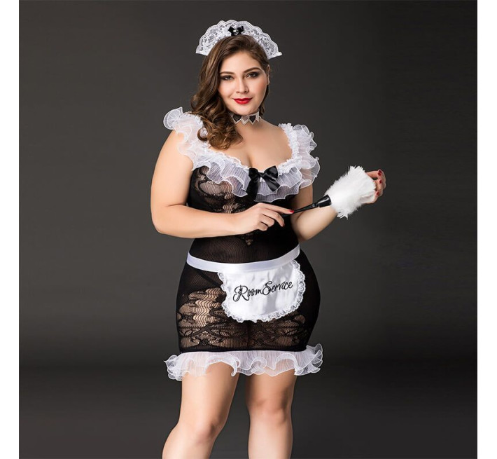 Еротичний костюм покоївки JSY P71107 Чорний Plus Size