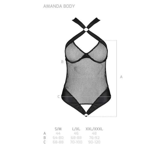 Сітчастий боді з халтером Passion Amanda Body black S/M