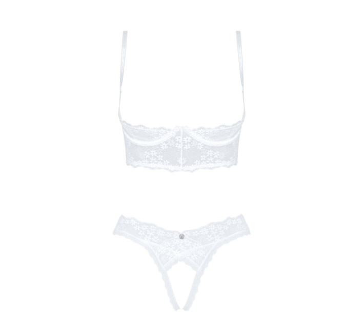 Еротичний комплект Obsessive Heavenlly 2-pcs cupless set XL/2XL, відкриті груди, з доступом