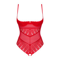 Боді з доступом Obsessive Ingridia crotchless teddy XL/2XL, червоне, відкриті груди