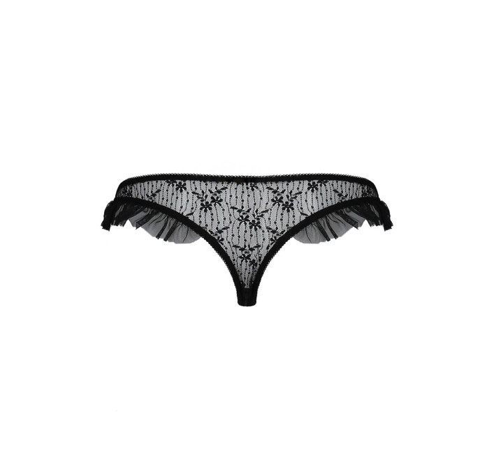 Трусики с оборками Passion Exclusive DONIA THONG black XXL/XXXL