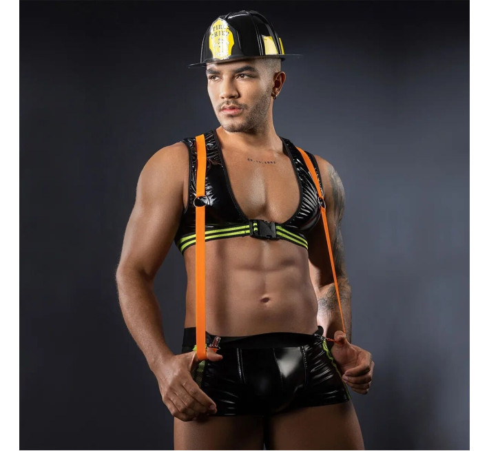 Мужской эротический костюм пожарного JSY «Огненный Себастьян» One Size, 4 предмета