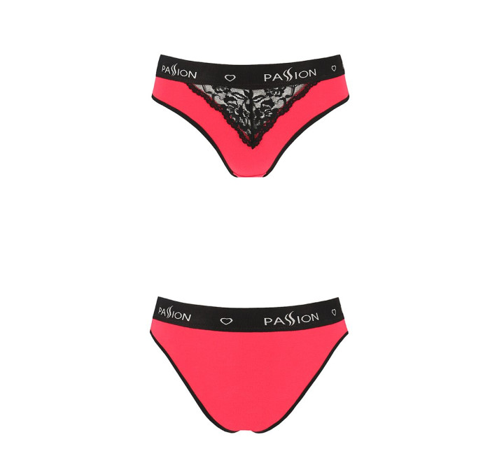 Трусики с широкой резинкой и кружевом Passion PS001 PANTIES S, red-black