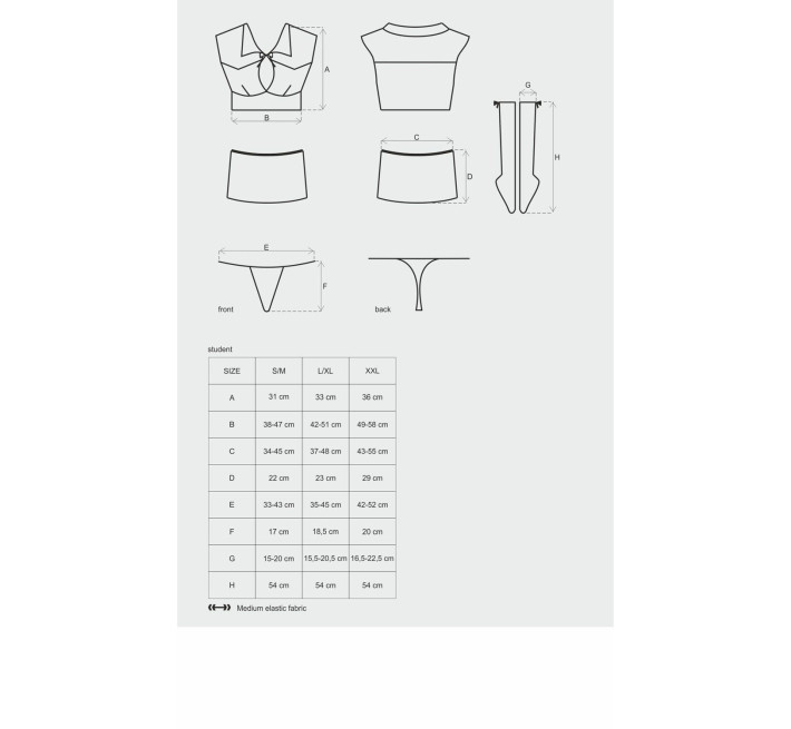 Эротический костюм студентки Obsessive Student 4 pcs costume красно-белый S/M