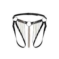 Сексуальні гартери-трусики Art of Sex - Xena з ланцюгами L-2XL, колір чорний
