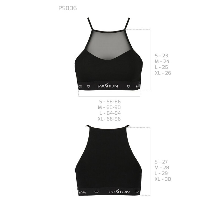 Спортивный топ с прозрачной вставкой Passion PS006 TOP XL, black