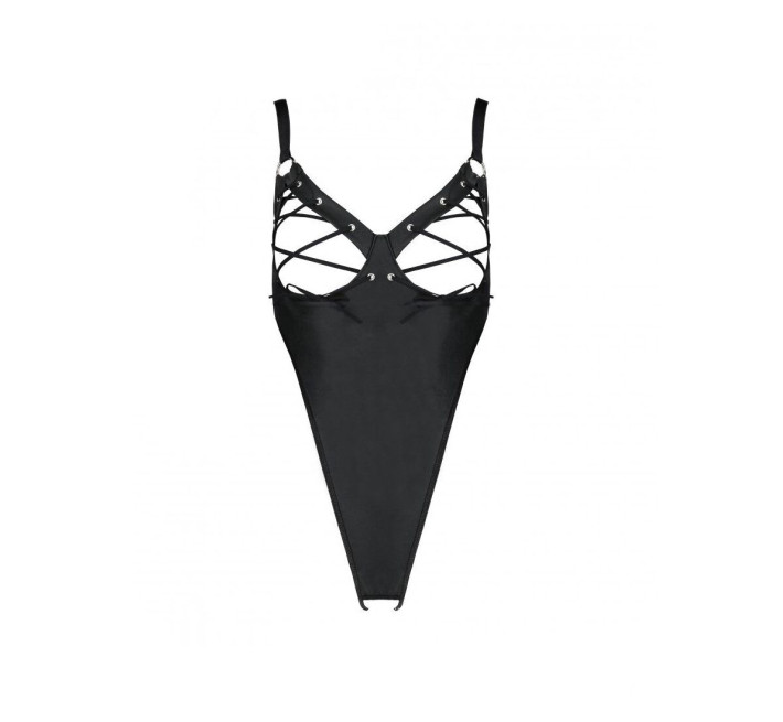 Боди из экокожи Passion CELINE BODY black S/M: с доступом, открытый