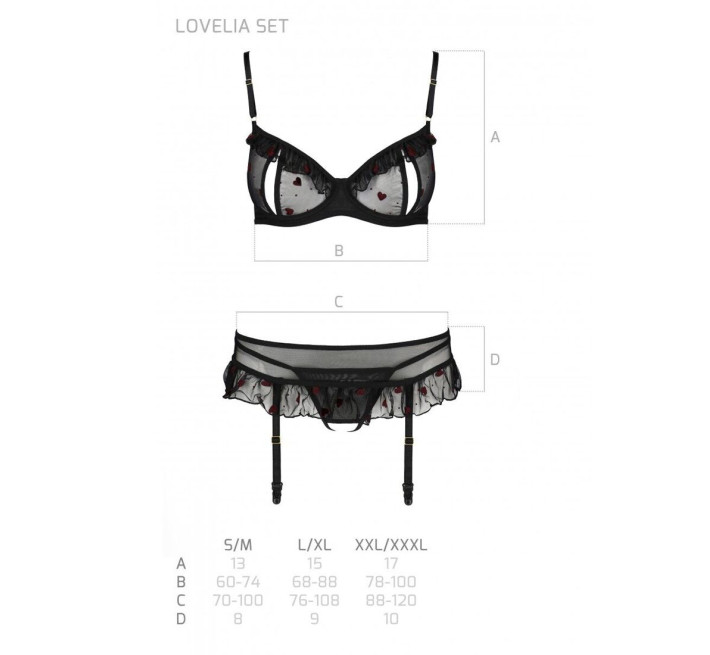 Сексуальний комплект з поясом для панчіх Passion LOVELIA SET black L/XL