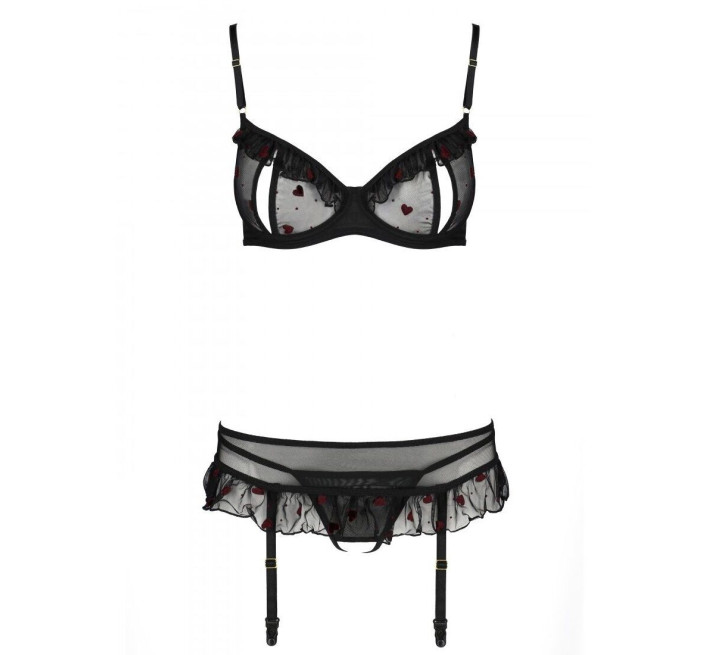 Сексуальний комплект з поясом для панчіх Passion LOVELIA SET black L/XL