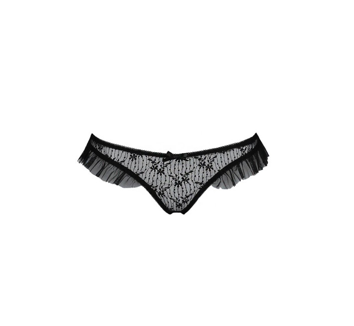 Трусики с оборками Passion Exclusive DONIA THONG black XXL/XXXL