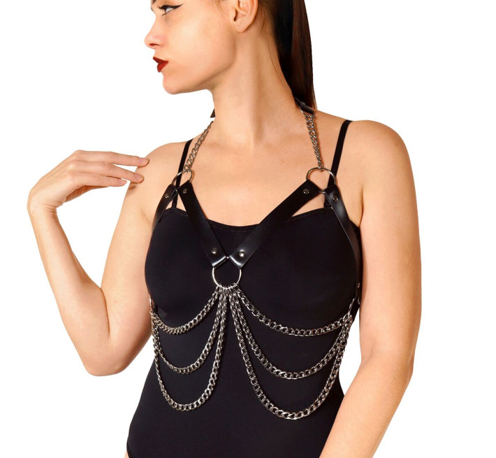 Женская портупея Art of Sex - Louise черная XS-2XL, экокожа