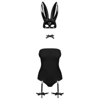 Еротичний костюм кролика Obsessive Bunny costume чорний L/XL