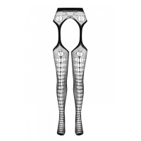 Эротические колготки-бодистокинг Passion ECO S008 black, с имитацией чулок и пояса