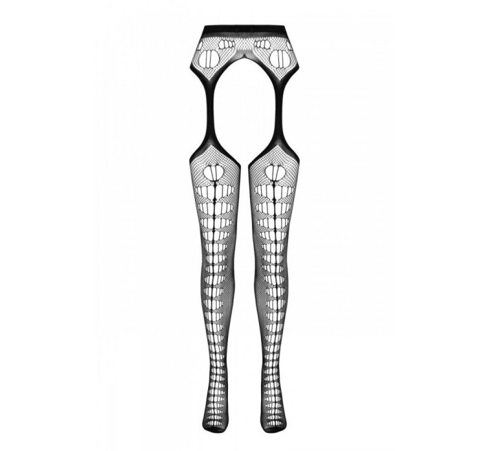 Эротические колготки-бодистокинг Passion ECO S008 black, с имитацией чулок и пояса