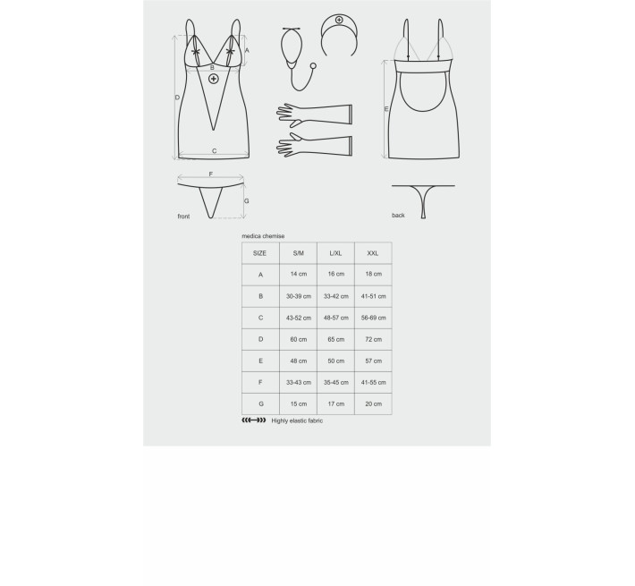 Еротичний мереживний костюм медсестри Obsessive Medica dress 5pcs costume білий L/XL